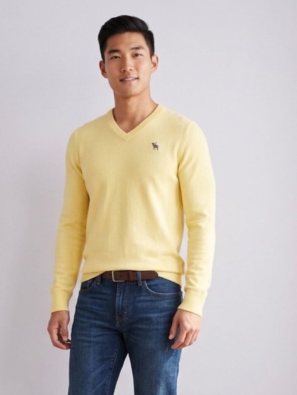 NWT Abercrombie  & Fitch XL Casual Y2K Preppy Butter Yellow Muscle Knit Sweater
